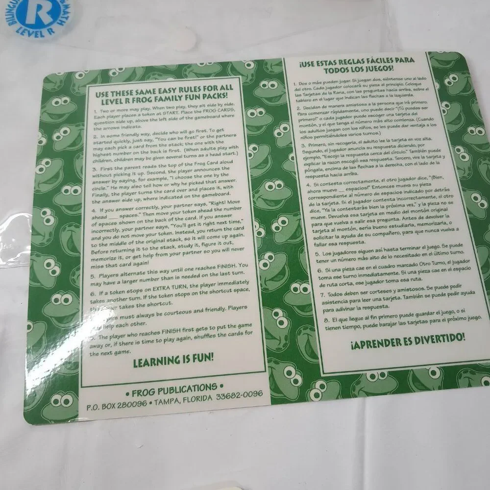 Frog Family Fun Packs Game 20-R Bilingual‎ reading Spanish English Homeschool